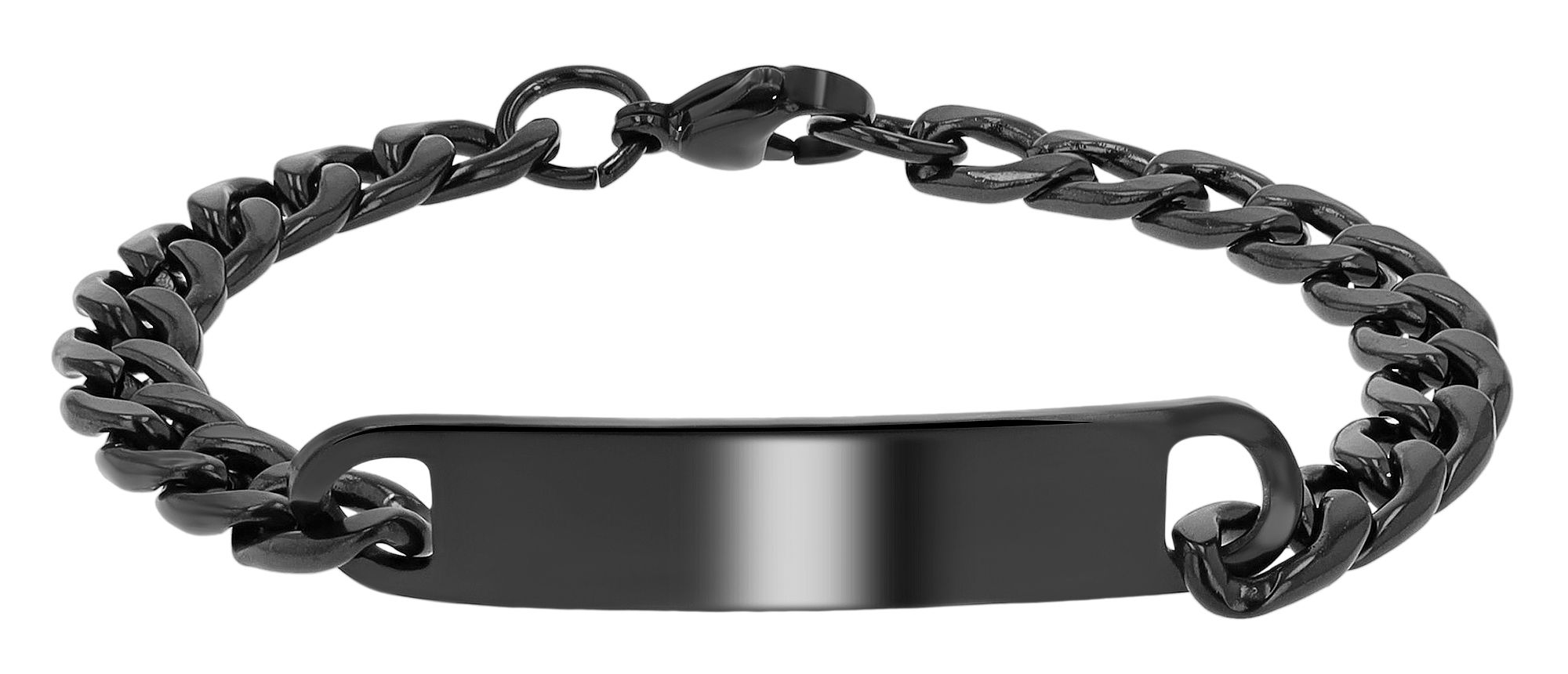 Akzent "Morwenna" pancer karkötő rozsdamentes acélból, gravírozható lap, 18 cm, fekete