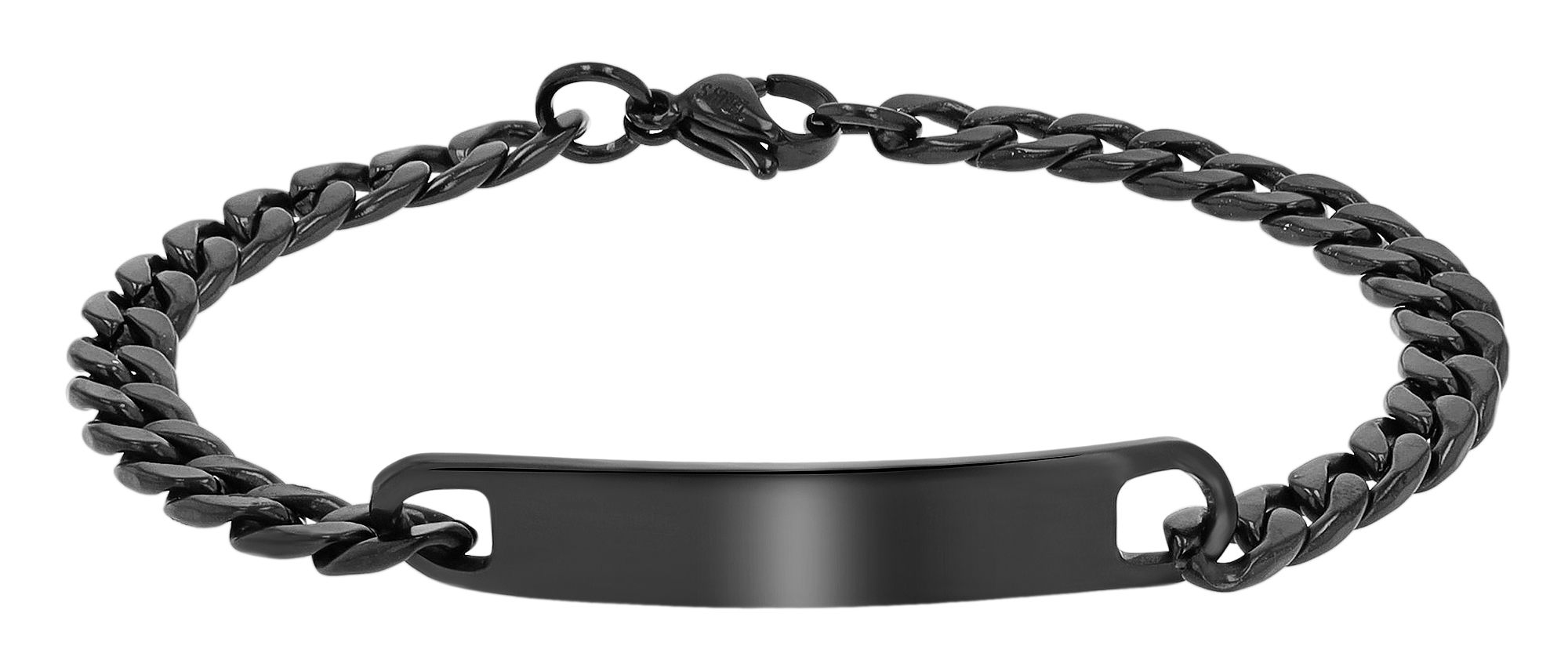 "Lavini" rozsdamentes acél pancer karkötő/karkötő gravírozható lappal, 18 cm/6 mm, fekete