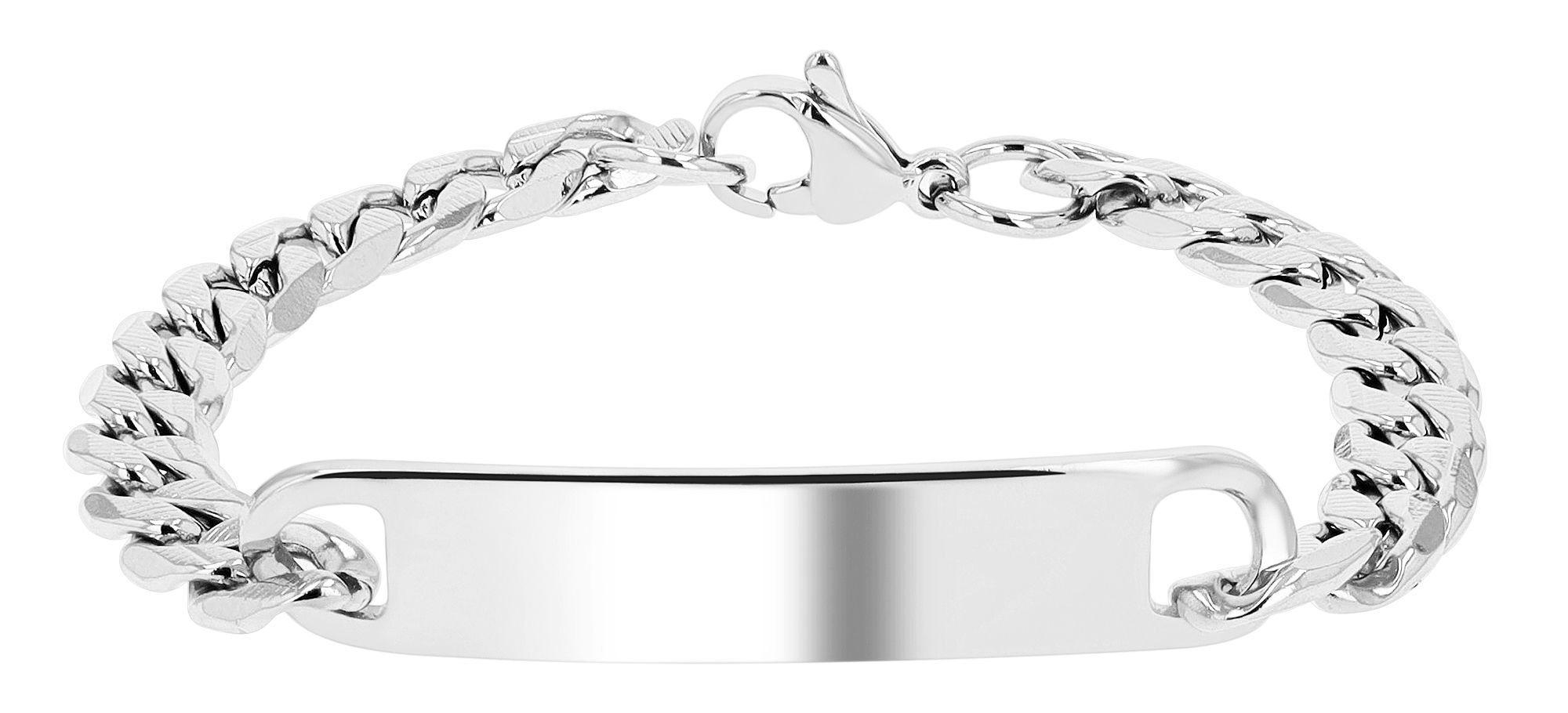 "Yvaine", Akzent rozsdamentes acél pancer karkötő, gravírozható lap, 18 cm, ezüstszínű